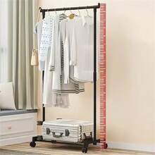 1pc Simple Floor To Ceiling Clothes Rack Storage Rack, Shoe And Hat Rack, Home Clothes Rack, Balcony Clothes Rack, Floor To Ceiling Bedroom, Home Clothes Rack, Indoor Balcony, Simple Clothes Rack, Movable Storage Rack
