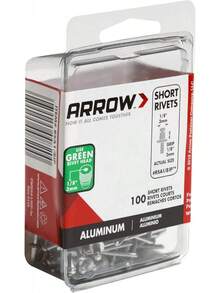 RSA1/8IP - Remaches de aluminio cortos de 1/8 pulgadas para reparación de metal, tela, piel y automóvil, paquete de - Aluminio - Ver 10