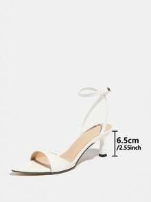Giày sandal hở mũi đính ngọc trai lấp lánh cho nữ, giày cao gót mũi nhọn thanh lịch có quai chéo ở mắt cá chân, thời trang và gợi cảm cho mùa xuân/hè, thích hợp cho tiệc tùng, hẹn hò, ngoài trời, du lịch, trang phục thường ngày - trắng - Xem 9
