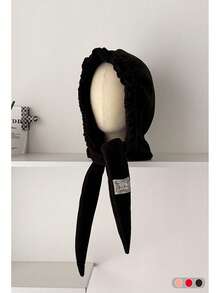 1pc Cute Ruffled Fleece Warm Ear Protection Hat, Sweet & Fashionable Balaclava For Women, New Autumn/Winter Plush Warm Ear Protection Hat