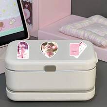 50 szt. Miękkich różowych, estetycznych, koreańskich, uroczych, delikatnych, artystycznych, dziewczęcych, dekoracyjnych naklejek ściennych w kształcie serca - Wielokolorowe - Zobacz 10