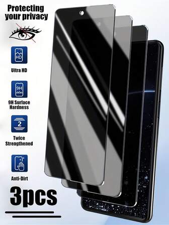 3Pcs Privacy Protection Full Screen Tempered Glass Protector Protect Screen Anti Peeping Phone Protective Film Compatible With Samsung Galaxy S25 S24 FE S25FE S24FE A17 A07 A56 A36 A26 A16 A06 A55 A35 A25 A15 A05 A54 A34 A24 A14 A04 A73 A53 A33 A23 A13 A03 A72 A52 A32 A12 A02 Clear Protective Cover Glass Film Screen Protection Essentials, Applicable To Daily Shield, Office, Home Daily Shield Office Home Phone Screen Protector Phone Accessories Privacy Screen Protector Anti-Spy Waterproof Shockproof Anti-Fall Scratch Resistant