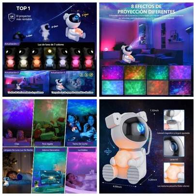 Astronauta Proyector de Galaxias y Estrellas con Lmpara Lunar, Luces Estrelladas de Nebulosa con Control Remoto/Temporizador, Adecuado para Nios, Dormitorios de Adultos, Saln, Regalo de Cumpleaos