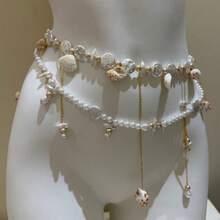 Seaside Beach Dressing Artifact~New Pearl Shell Tassel Waist Chain Women'S Vacation Belt Skirt Accessories - 銀色 - 查看 4