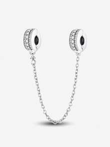 1pc 925 Sterling Silver Elegant Heart-Shaped Safety Chain Pendant, Suitable For Women's Bracelets, Bangles, DIY Jewelry Making, Date Gifts, Exquisite Women's Jewelry - Set 4 - View 17