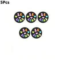 5/10/15颗“善待他人”标语装饰珠 - 彩色心形可爱配饰，适合DIY珠宝制作 - 塑料材质