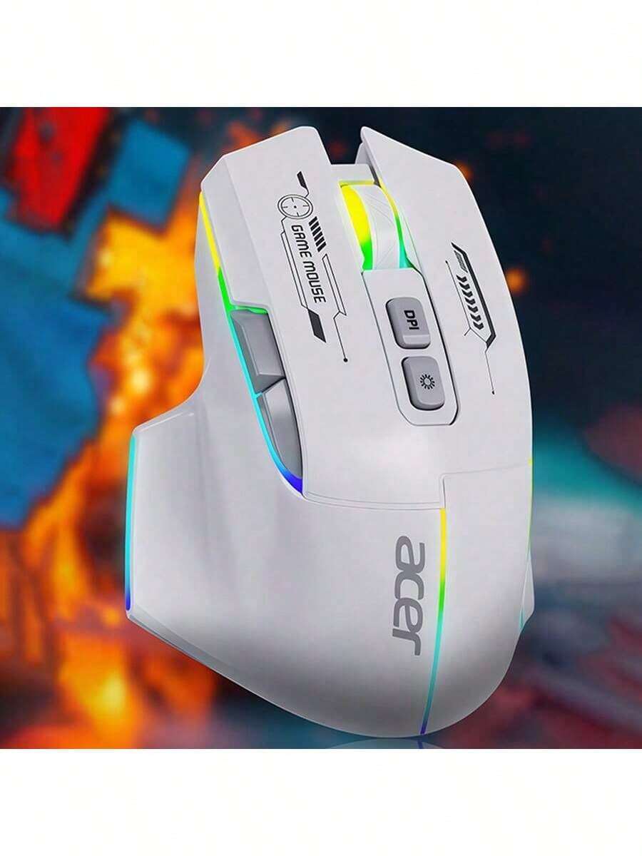 Acer Mouse gaming presisi tinggi OMW950 Plus memiliki beberapa pengaturan sensitivitas DPI untuk memenuhi kebutuhan game FPS/MOBA, desain pencahayaan RGB, pelacakan kecepatan tinggi dan respons latensi rendah, serta antarmuka nirkabel dual-mode berwarna putih. - Nirkabel mode ganda putih - View 1