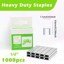 Heavy-Duty Stapler Kit, Three Sizes Of Staples, 1000 Pcs/Pack, Suitable For Staple Guns, Including Door Staples 5/16", U-Type Staples 1/2", T-Type Staples 3/8"