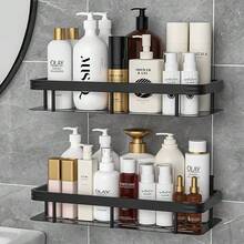 Badregal mit Doppelstock, minimalistisches Design passt zu verschiedenen Badstilen (modern, klassisch), wasserfestes Material widersteht Feuchtigkeit im Bad, leicht zu transportieren zwischen Räumen, ideal für Familien & Singles, beliebtes Organisationszubehör für Bad - Schwarz - Übersicht 3