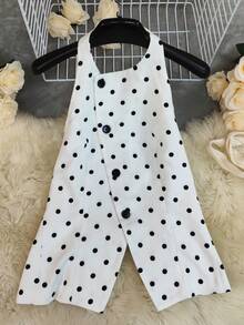 FD2368 Áo vest nữ mùa hè mới in chấm bi, kiểu dáng hở lưng, cổ yếm, phong cách thường ngày, thanh lịch, thích hợp đi nghỉ mát, đi biển. - trắng - Xem 2