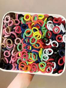 300 buc/pachet elastice de păr în culori mixte, elasticitate ridicată și nu dăunează părului - Multicolor - Vizualizare 11