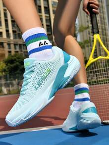 男女通用网球鞋，MD+橡胶果冻鞋底，TPU支撑，超轻透气，防滑耐磨，专业网球比赛及训练鞋 - 淺藍色 - 查看 3