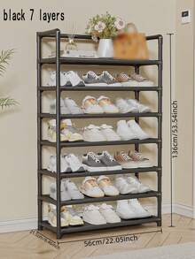 3-7 Tier Shoe Rack With Handrail, High Capacity Sturdy Simple Entrance Multi-Layer Dust-Proof Storage Shoe Cabinet, Home Dorm Shoe Organizers - Multicolor - View 3
