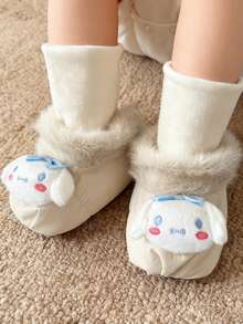 1双米色可爱时尚幼儿防滑圆点橡胶底袜子，花朵、笑脸图案，婴儿配饰，男女宝宝秋冬袜，柔软透气，适合宝宝穿着，秋冬季节穿着舒适。 - 彩色 - 查看 10