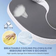 Cervical Neck Pillow For Neck And Shoulder, Odorless Memory Foam Pillow With Soft Silk Cover, Ergonomic Orthopedic Neck Support Pillow For Side, Back & Stomach Sleepers - Gray,2PCS - Gray - 2pcs - View 4