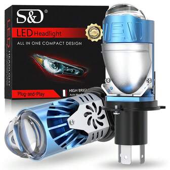 S&D H4 LED Projector Headlight Canbus H4 LED Lens Headlight 110W 30000LM 6000K Car Lights Hi/Low Beam For Auto Motorcycle