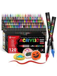 240 Colors Acrylic Markers, Marker Pens Coloring Set,Quick Drying, Fade Resistant,Perfect For Painting, Illustrations, Handcrafted Art,School Back-To-School Season For Coloring Books And Other DIY Projects,Suitable For Paper, Fabric, Wood, Rocks, Plastic, Glass, Ceramics, Pumpkins, Metal,Etc., Acrylic Paint Marker Pens, Easter,Thanksgiving, Halloween, Christmas Gifts - Multicolor - View 3