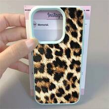 1pcs Leopard Print Phone Case Suitable For Apple Phone11 12 13 14 15 16 17 PRO MAX X XSMAX Silicone Shock Proof Vintage Funky Fashion Stunning Can Be Given To Friends You Can Give It To Yourself - Màu xanh Bạc hà - Xem 3