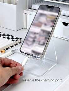 1 pieza Soporte de teléfono acrilico transparente minimalista, soporte ajustable montado en el escritorio, soporte antideslizante para teléfono compatible con iPhone, Android, regalo para cumpleaños, familia, amigos, accesorios de teléfono para cumpleaños, resistente