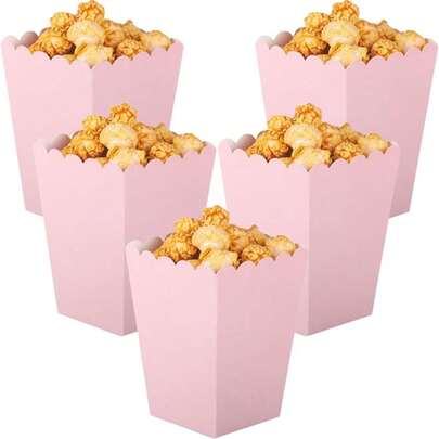 50/40/30/25/20/15/10/5 pièces Boîtes à pop-corn roses, mini boîtes à pop-corn de 2 x 4,5 x 3 pouces pour la décoration de la soirée de film de Noël/Halloween