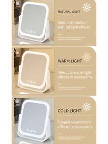 Foldable LED Makeup Mirror With Lights, Portable, Compact, Suitable For Students Dorm, Tabletop, High Definition, Smart - Multicolor - View 4