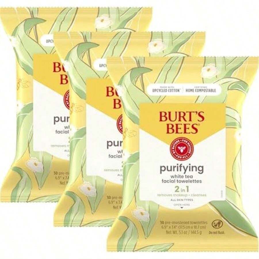 Burts Bees Facial cleansing towelettes sensitive(White Tea Extract 30 Unidad (Paquete de 3)) - Multicolor - Ver 1