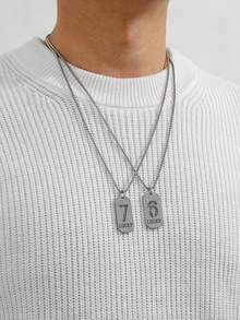 2件套简约镂空不锈钢阿拉伯数字67吊坠项链套装，配不锈钢链，时尚男士礼物，日常佩戴 - 不銹鋼數位項鍊套裝 - 查看 13