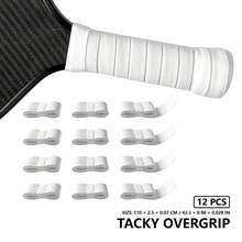12pcs Black, White & Gray Racket Grip Tape, Sticky, Sweat-Absorbing, Anti-Slip, Shock-Absorbing, Comfortable, Suitable For Tennis Racket, Badminton Racket, Pickleball Racket, Size: 110 X 2.5 X 0.07 Cm