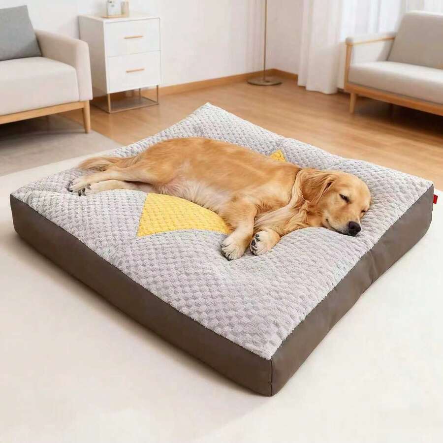47-Inch Orthopedic Dog Bed, Foldable Pet Lounge Chair With Removable Washable Cover - Polyester Fiber Material, Suitable For Large Dog Breeds, Comfortable For Sleep, All-Season Use, Extra-Large Dog Mattress. A Perfect Christmas Gift For Pets, Ideal For Christmas Home Decor, And Can Be Used As A Foldable Dog Bed Mattress, Dog Crate Mat. - Xám xanh - Xem 1