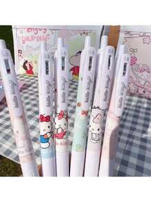 6支/套 Hello Kitty、Melody、Kuromi、Cinnamoroll、Pochacco 可爱高品质中性笔，学习文具，学习奖励，礼品套装，创意礼物 - 彩色 - 查看 3