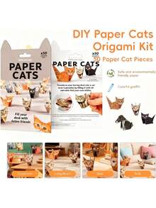 50 piezas Ornamento de escritorio de gato de papel plegable, Set de gato de papel DIY. Decoraciones navideñas, ornamentos de escritorio divertidos, hechos a mano, apilables. Perfecto para actividades de manualidades divertidas, decoraciones de gato de origami y regalos creativos, ornamentos de escritorio y regalos para amantes de las mascotas. El set incluye formas de gato, perro y dinosaurio. - Multicolor - Ver 5