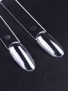 50pcs Transparent Nail Polish Color Card Sticks With Rings - Oval, Round And Fan Shaped Nail Polish Display Sticks For Manicure Training, Salon Color Testing And DIY Nail Art Learning Kit - Clear - View 2