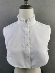 1pc Women's Elegant Pure White Polyester Fashion Detachable Collar Undershirt, Autumn/Winter