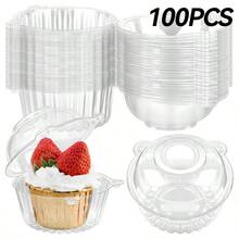 5/20/30/50/70/100个装塑料纸杯蛋糕盒，独立包装，带密封圆顶盖，非常适合派对、情人节、生日、婚礼、周年纪念日、母亲节和各种节日。