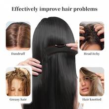 1支装自清洁空心齿按摩手柄去屑梳 - 头皮排毒梳，去除头屑和油脂 - 男女通用去屑发梳，多功能发梳