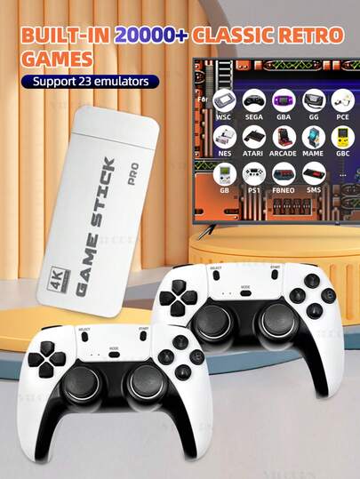 M15 Mini Wireless Game Controller Handheld Game Console, 64GB 20,000+ Retro Games, HD Output, Dual Player, Compatible With PS1 And More