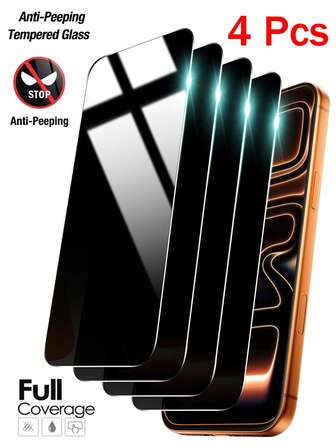 4Pcs Anti-Spy Privacy Smartphone Screen Protector Tempered Glass Compatible With IPhone 17 16 15 14 Plus 13 12 11 Pro Max XR X XS Max Phone Protective Anti Spy Glass