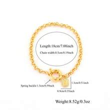 1件新款时尚方块字母吊坠弹簧扣金色不锈钢链手链，女士款 - 金黃色 - 查看 2