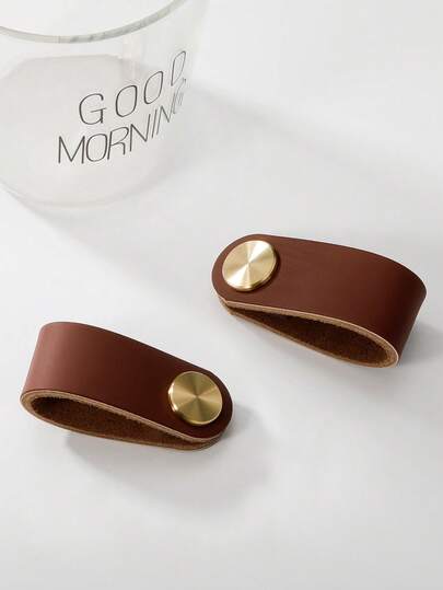 2 Stücke Leder Schranktürgriffe, Kinderschrank Schubladenknöpfe, Möbel Stoßschutz Griffe