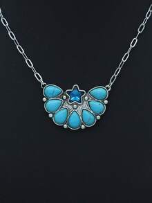 1件西部牛仔风格绿松石几何不对称夸张吊坠项链 - 項鍊 - 查看 5