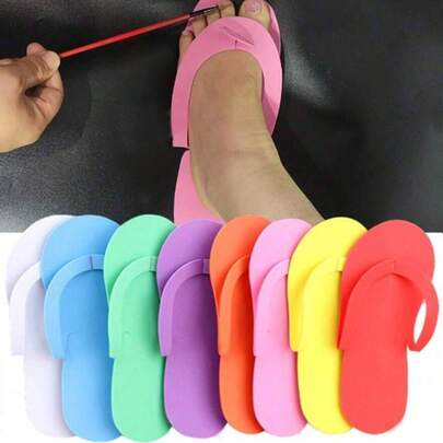 40/20 unidades de chinelos descartáveis de espuma para pedicure - Chinelos universais sem perfume, adequados para cuidados com os pés, salões de manicure, spas, chuveiros e praias (cor aleatória)