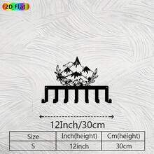 CIF BUY 1件装现代简约黑色锻铁壁挂式钥匙架及装饰品 - 7个挂钩钥匙收纳架，饰以白色花卉和山脉剪影设计，功能性雕塑节省空间，适合玄关、乔迁之喜、新房主（安装简便） - 彩色 - 查看 4