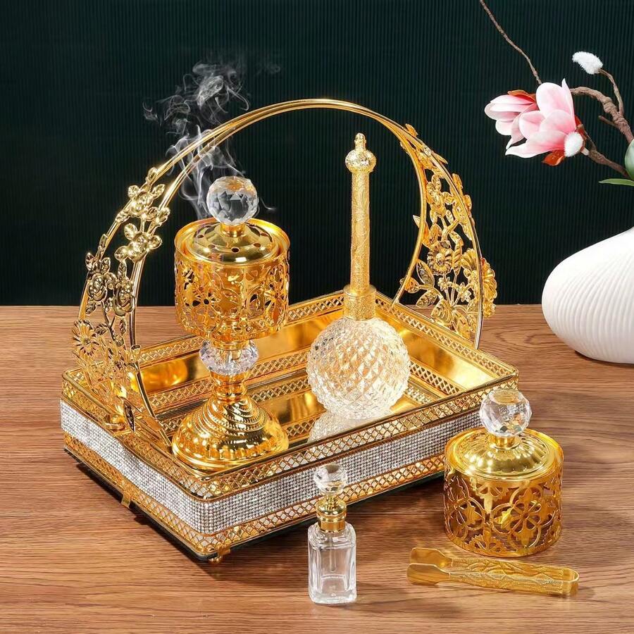 1 Set Luxury Gold Incense Burner, Including Mabhara, Alois, And Bakur Incense Burners. Suitable For Home, Outdoor, Aromatherapy, Holiday Gifts, And Daily Use - Multicolor - View 1