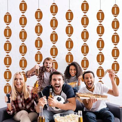 2026 Football Party Decorations, American Football Wreath, Football Flags, British Football Decorative Ribbons, American Photo Booth Props, Hanging Decorations, Birthday Party Decor, Sewing Thread Garland Hanging Decor Suitable For Birthday Parties, Assembled Sports-Themed Home Decor, Classroom Party Supplies And Football Game Day, School Classroom, Sports Club Events