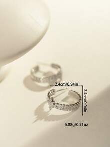 银色耳环，优雅可爱的铜质立方氧化锆耳环，适合日常佩戴和聚会场合 - 銀色 - 查看 4