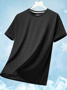 Women's Quick Dry Short Sleeve Basic T-Shirt, Classic Plain Black Activewear For Outdoor Training - Black - View 5