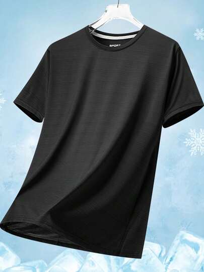 Women's Quick Dry Short Sleeve Basic T-Shirt, Classic Plain Black Activewear For Outdoor Training