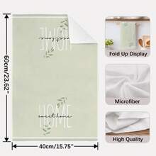 2pcs Simple Daily Green Geometric Petal "Sweet Home" Pattern Kitchen Towels, Soft Polyester Material Dish Cloths, Suitable For Kitchen Decor, Kitchen Cleaning, Holiday Party Decoration, Kitchen & Bathroom Essentials, Home Decor, Housewarming Gift - Multicolor - View 6