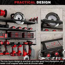 4-Tier Wall Mount Power Tool Organizer - 12 Drill Holder For Garage Storage - Black - View 4