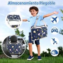 MOSNOW Bandeja para Asiento de Coche, Bandeja de Viaje para Niños, Mesa de Coche para Niños, con Bolsa de Almacenamiento, Plegable y con Almacenamiento, Imprescindible para Viajes en Coche y Avión - Rosa - Ver 7